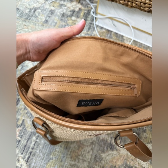 Floral Embroidered woman’s Tan woven Tote Bag - Picture 11 of 16